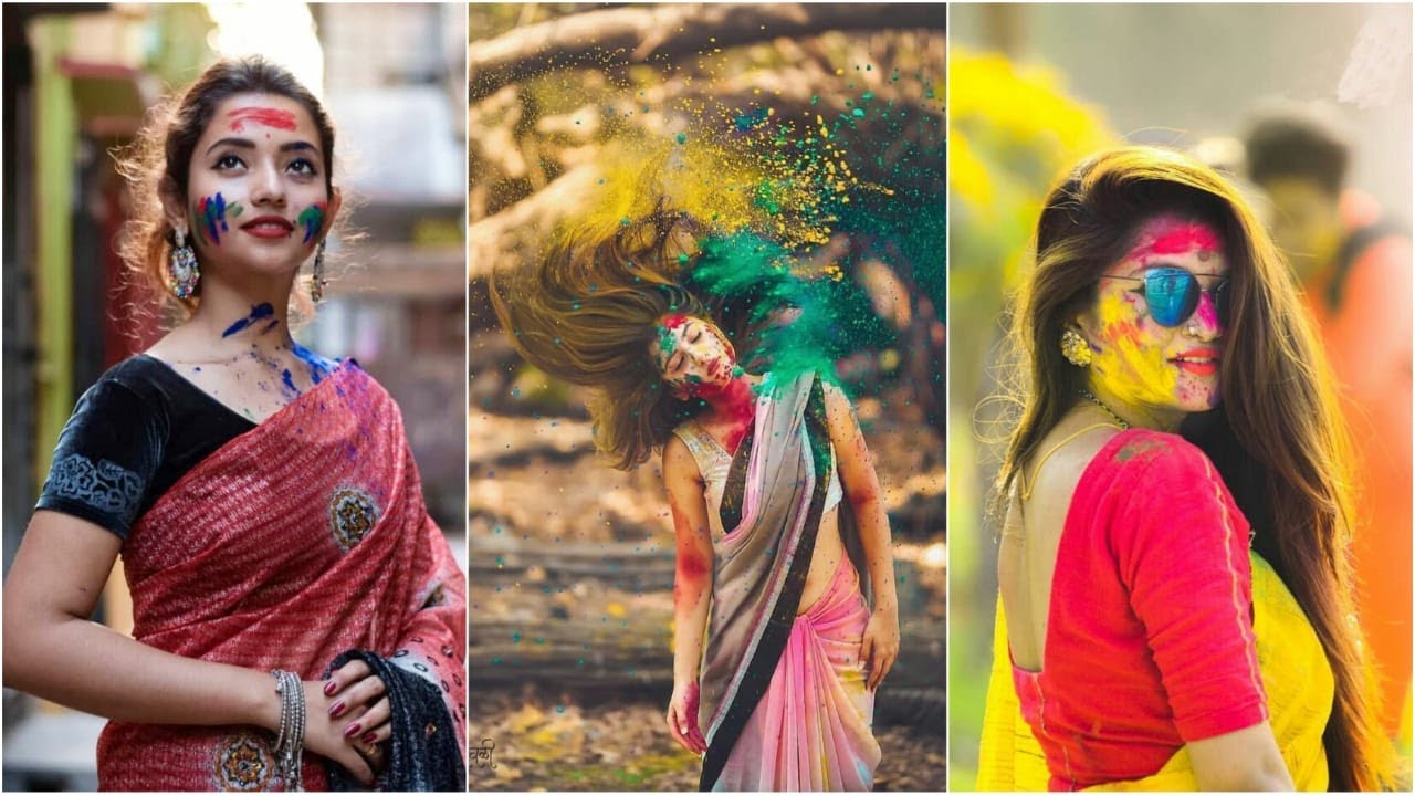 Beautiful girl posing with Holi colors - PixaHive